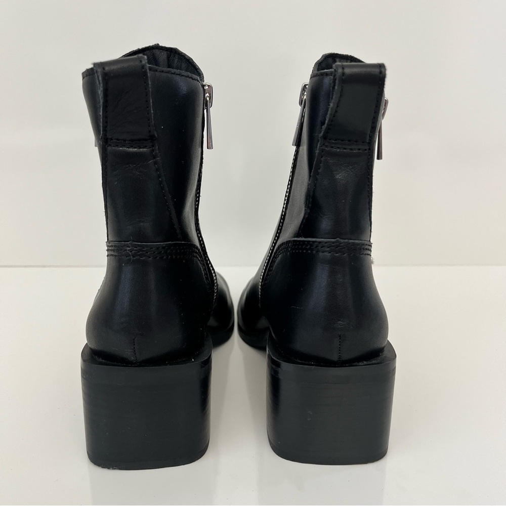STEVE MADDEN Ruthy Block Heel Leather Boots in Black NEW - Picture 10 of 13